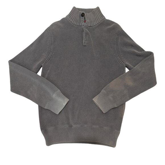 J.Crew Gray Cotton Mock Neck Sweater Waffle Knit Women Medium Flawed Preppy - Picture 1 of 7